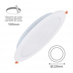 Downlight LED Redondo 220mm Blanco 22W, Corte 180mm. Ideal para Techos Lamas